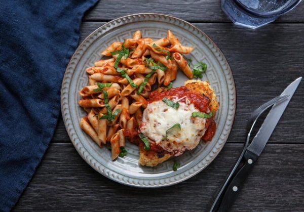 Chicken Parmesan with Organic Supergrain Pasta al Pomodoro